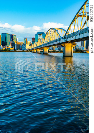 NTT Juso Bridge and Umekita Building Group over the Yodo River in Osaka Prefecture 95633732