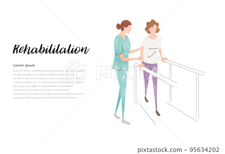 Vector illustration material: women and staff to rehabilitate 95634202