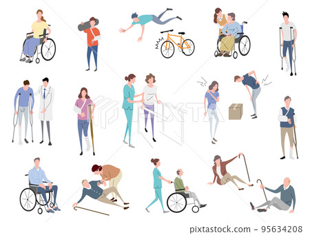 矢量圖素材：一組感到受傷和痛苦的人 95634208