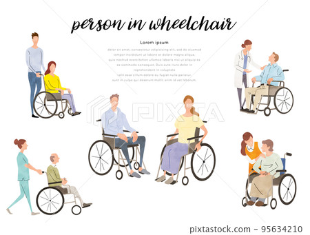 Vector illustration material: set of people in wheelchairs Vector illustration material: set of people in wheelchairs 95634210