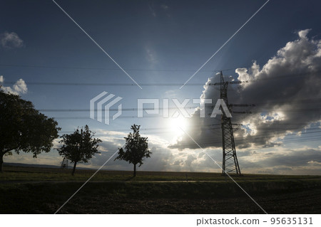Electricity pylon for transmission and current transfer of high voltage through natural landscapes 95635131