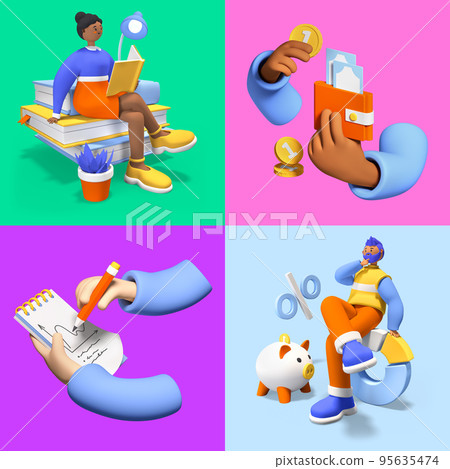 Business and financial transactions - realistic colorful 3d illustration Business and financial transactions - realistic colorful 3d illustration 95635474