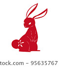 red japanese style cutout style rabbit 95635767