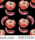 vegetables in watercolor by hand seamless pattern wallpaper digital paper pepper garlic onion chili pepper tomato carrot 95635956