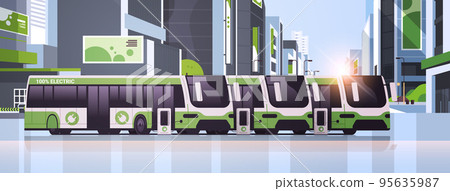 electric buses charging parking at the charger station with a plug in cable electrified transportation e-motion EV management electric buses charging parking at the charger station with a plug in cable electrified transportation e-motion EV management 95635987