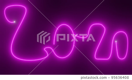 New Year 2020 Creative Design Concept - 3D Rendered Image. 1980s style New Year 2020 Creative Design Concept - 3D Rendered Image. 1980s style 95636408
