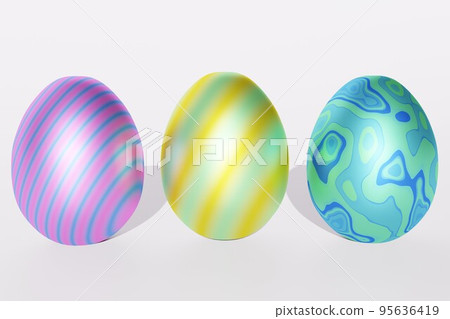 Three colorful easter eggs isolated on a white, 3d 95636419