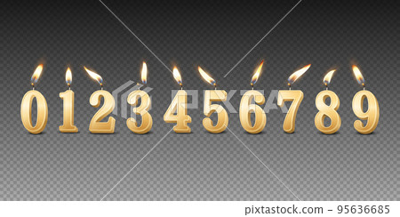Vector 3d Realistic Paraffin or Wax Burning Golden Birthday Party Candles, Numbers and Different Flame of a Candle Icon Set Isolated. Design Template, Clipart, Birthday Concept Vector 3d Realistic Paraffin or Wax Burning Golden Birthday Party Candles, Numbers and Different Flame of a Candle Icon Set Isolated. Design Template, Clipart, Birthday Concept 95636685