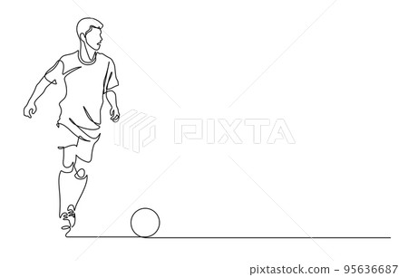 continuous line drawing of soccer player shooting a freekick vector illustration 95636687