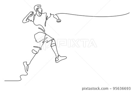 continuous line drawing of man happiness and fist illustration 95636693