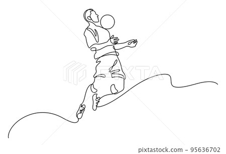 man juggling a football playing soccer line art vector illustration 95636702
