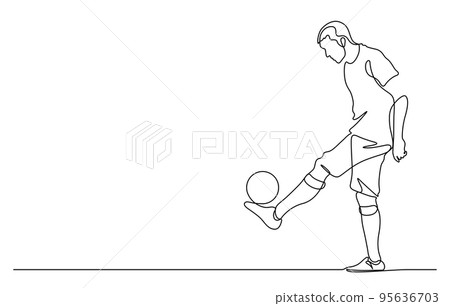 man juggling a football playing soccer line art vector illustration 95636703