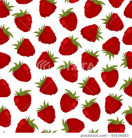 Raspberry seamless pattern, whole berries 95636865