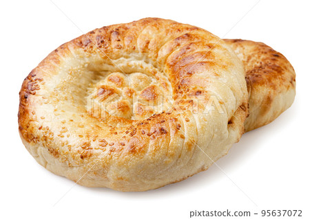 Round pita bread on a white background. Isolated 95637072
