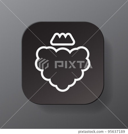 Black square button with raspberry fruit icon, white outline berry on the plate. Flat symbol sign vector illustration isolated on gray background. Healthy nutrition concept Black square button with raspberry fruit icon, white outline berry on the plate. Flat symbol sign vector illustration isolated on gray background. Healthy nutrition concept 95637189
