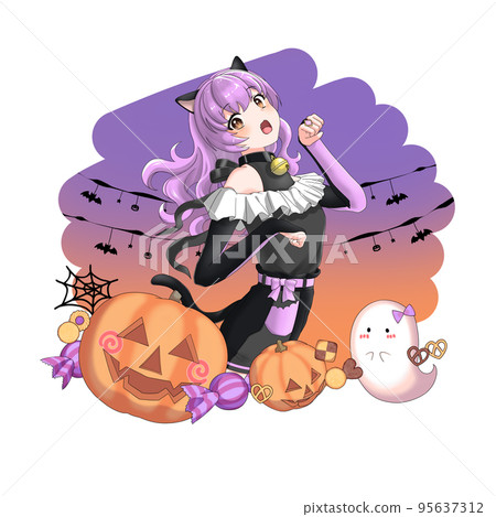 [附背景] cosplay成黑貓的紫色捲髮少女 95637312