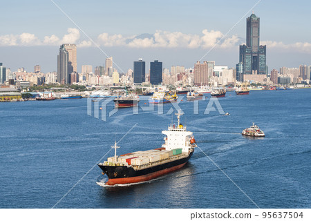 The container ship is leaving the Port of Kaohsiung, Taiwan. The container ship is leaving the Port of Kaohsiung, Taiwan. 95637504