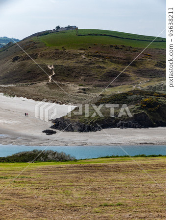 Beautiful hills on the shore. Landscape along the route of the Wild Atlantic Way. Seaside landscape of southern Ireland. 95638211