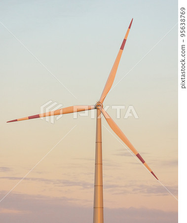 Wind turbines Energy production using clean and renewable energy sources, agricultural fields 95638769