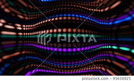 3D rendering amazing bright neon background of round lights 95638925