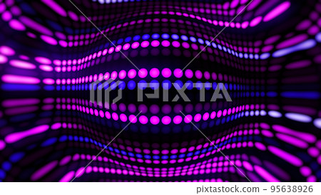 3D rendering amazing bright neon background of round lights 95638926
