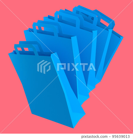 Set of kraft paper bag with handle isolated on pink background. Set of kraft paper bag with handle isolated on pink background. 95639013