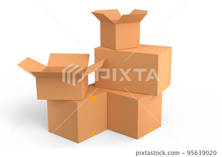Cardboard box or carton on white background, carrying parcel and online shopping Cardboard box or carton on white background, carrying parcel and online shopping 95639020