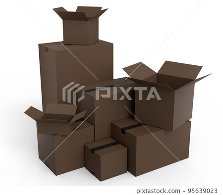 Cardboard box or carton on white background, carrying parcel and online shopping Cardboard box or carton on white background, carrying parcel and online shopping 95639023