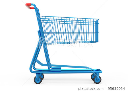 Shopping cart or trolley for groceries on white background. Shopping cart or trolley for groceries on white background. 95639034