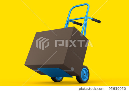 Airport luggage cart or baggage trolley side with cardboard boxes or cartons Airport luggage cart or baggage trolley side with cardboard boxes or cartons 95639050