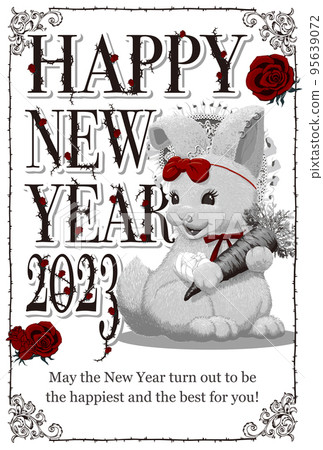 2023 New Year's card template "Gothic Lolita rabbit" Happy New Year with English annotations 2023 New Year's card template "Gothic Lolita rabbit" Happy New Year with English annotations 95639072