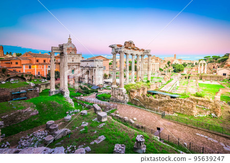 Forum - Roman ruins in Rome, Italy 95639247