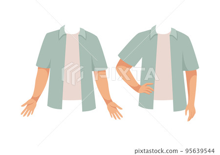 Man Character with Arms in Shirt as Constructor with Separated Body Part Vector Set Man Character with Arms in Shirt as Constructor with Separated Body Part Vector Set 95639544
