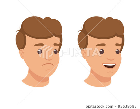 Face of Handsome Man Character Demonstrating Emotion Vector Set Face of Handsome Man Character Demonstrating Emotion Vector Set 95639585