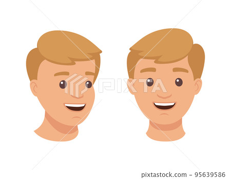 Face of Handsome Man Character Demonstrating Emotion Vector Set Face of Handsome Man Character Demonstrating Emotion Vector Set 95639586