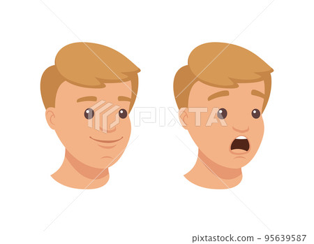 Face of Handsome Man Character Demonstrating Emotion Vector Set Face of Handsome Man Character Demonstrating Emotion Vector Set 95639587