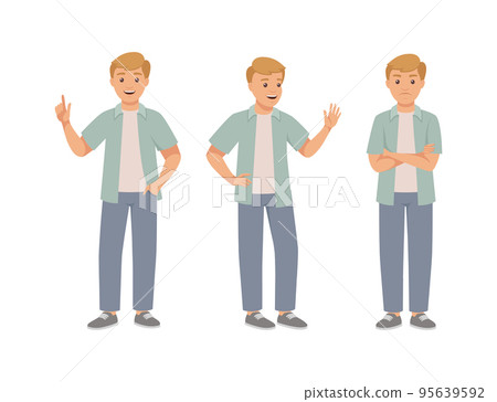 Man Character in Different Pose with Hand Gesture and Emotion Vector Set Man Character in Different Pose with Hand Gesture and Emotion Vector Set 95639592