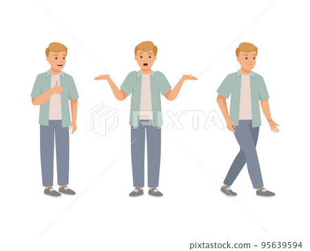 Man Character in Different Pose with Hand Gesture and Emotion Vector Set Man Character in Different Pose with Hand Gesture and Emotion Vector Set 95639594