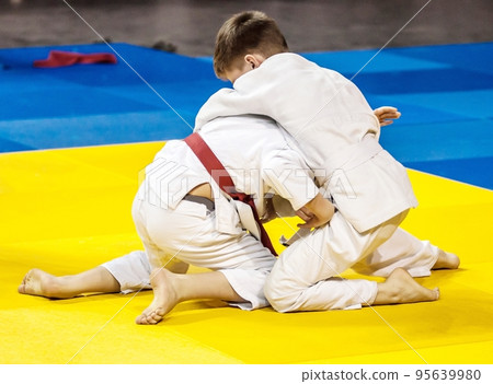 Two boys fighter compete in Judo Two boys fighter compete in Judo 95639980