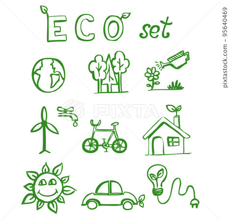 Eco hand drawn doodles Eco hand drawn doodles 95640469