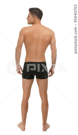 Handsome man in black underwear on white background Handsome man in black underwear on white background 95640703