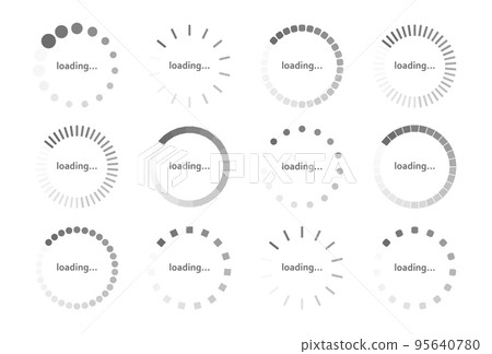 Set 12 pcs. circle scale download status, download progress on white background - Vector 95640780