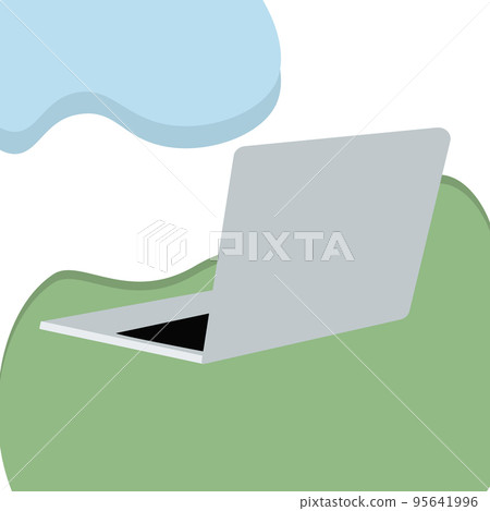 Isometric laptop in gray tones on abstract background in paper cut style with Copyspace. Isolate 95641996