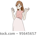 A pregnant woman holding a smartphone and making an OK mark 95645657