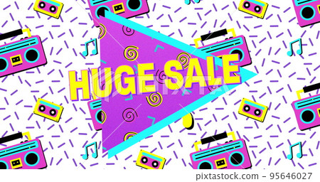 Bold Huge Sale Advertisement in Retro Eighties Style 95646027