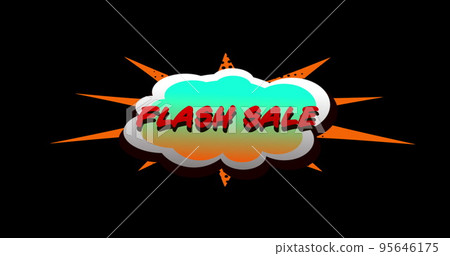 Flash Sale text in cartoon style cloud above explosion 4k 95646175