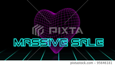 Neon Massive Sale text against retro heart Neon Massive Sale text against retro heart 95646181