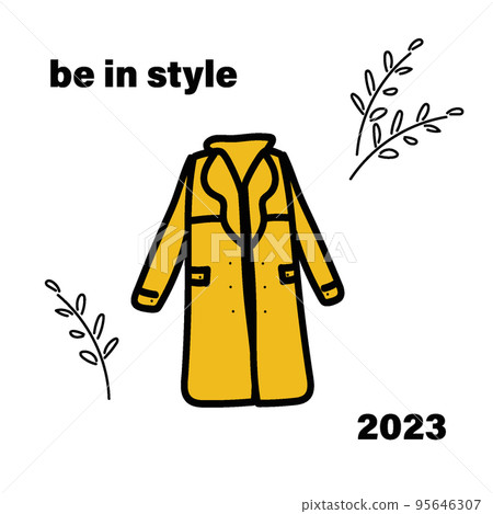 stylish trench coat, vector postcard be in style. 95646307