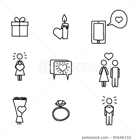 hand drawn icons about love, heart, messages 95646310