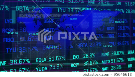 Image of data processing over world map - Stock Illustration [95646618 ...